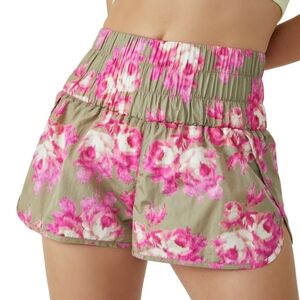 NWT Free People The Way Home Shorts Military Rose Combo Large Running Shorts
